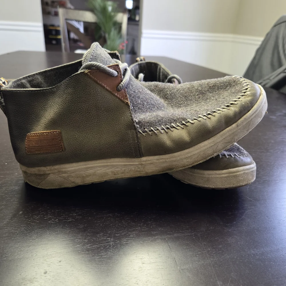 Pendleton Mens Wool Leather Chukka Boots Vibramt Sole Grey Green Sz 9